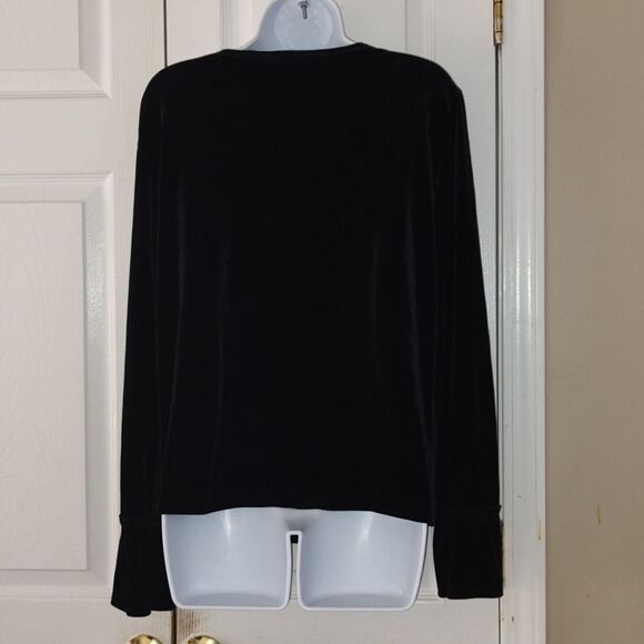 Studio Ease black velour long sleeve blouse  Sz 14 - Picture 4 of 5